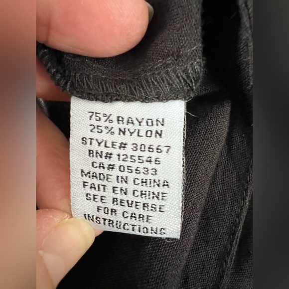 Habitat Wide Leg Crop Pants Women’s XL Black Pull On Pockets Textured Relaxed - Picture 6 of 15